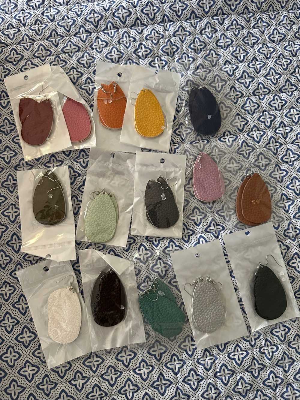 Leather Teardrop Earrings - Assorted Colors
